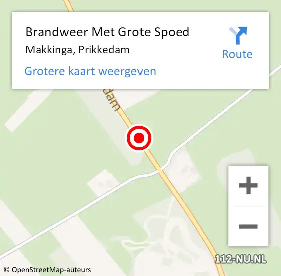 Locatie op kaart van de 112 melding: Brandweer Met Grote Spoed Naar Makkinga, Prikkedam op 15 maart 2020 10:20