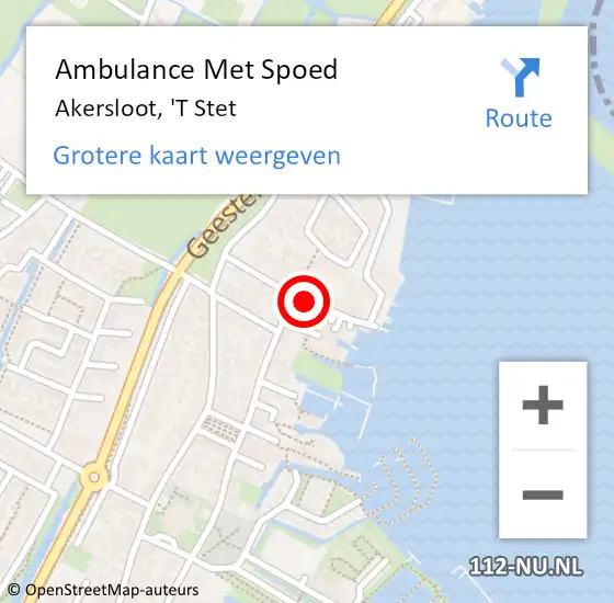 Locatie op kaart van de 112 melding: Ambulance Met Spoed Naar Akersloot, 'T Stet op 15 maart 2020 11:36