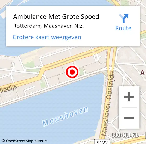 Locatie op kaart van de 112 melding: Ambulance Met Grote Spoed Naar Rotterdam, Maashaven N.z. op 15 maart 2020 11:38