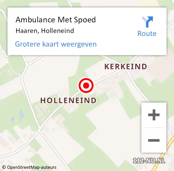 Locatie op kaart van de 112 melding: Ambulance Met Spoed Naar Haaren, Holleneind op 15 maart 2020 11:48