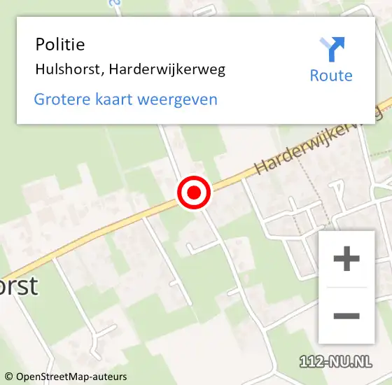 Locatie op kaart van de 112 melding: Politie Hulshorst, Harderwijkerweg op 15 maart 2020 12:08