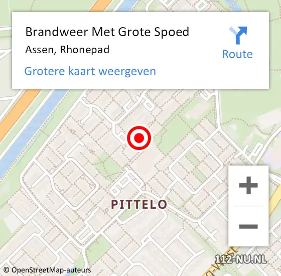 Locatie op kaart van de 112 melding: Brandweer Met Grote Spoed Naar Assen, Rhonepad op 1 mei 2014 12:29