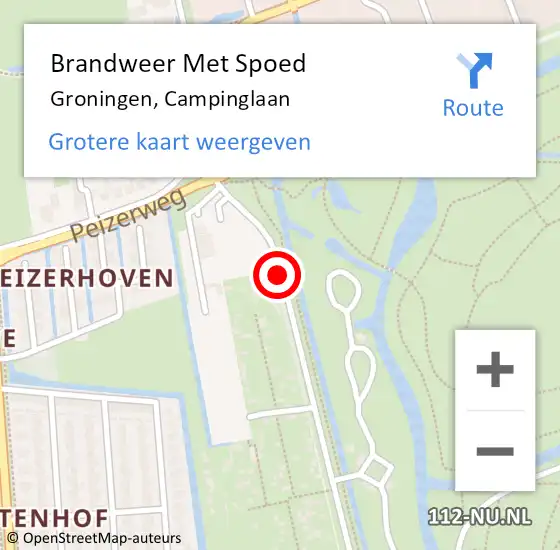 Locatie op kaart van de 112 melding: Brandweer Met Spoed Naar Groningen, Campinglaan op 15 maart 2020 14:18