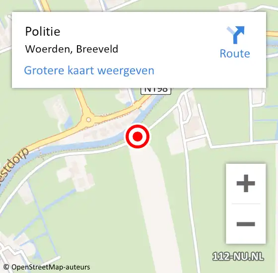 Locatie op kaart van de 112 melding: Politie Woerden, Breeveld op 15 maart 2020 15:05