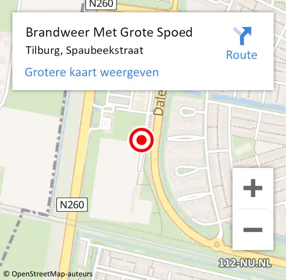 Locatie op kaart van de 112 melding: Brandweer Met Grote Spoed Naar Tilburg, Spaubeekstraat op 15 maart 2020 15:58