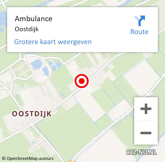 Locatie op kaart van de 112 melding: Ambulance Oostdijk op 15 maart 2020 16:08