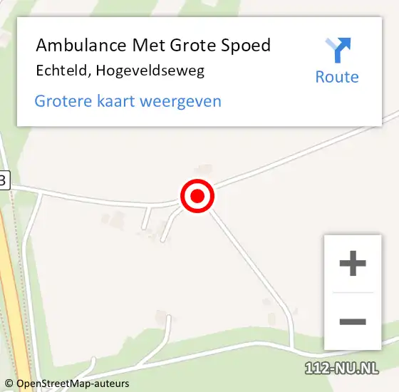 Locatie op kaart van de 112 melding: Ambulance Met Grote Spoed Naar Echteld, Hogeveldseweg op 15 maart 2020 16:22