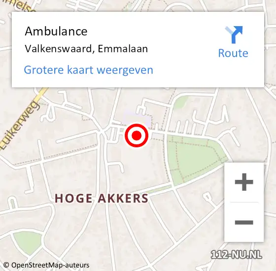 Locatie op kaart van de 112 melding: Ambulance Valkenswaard, Emmalaan op 15 maart 2020 16:35