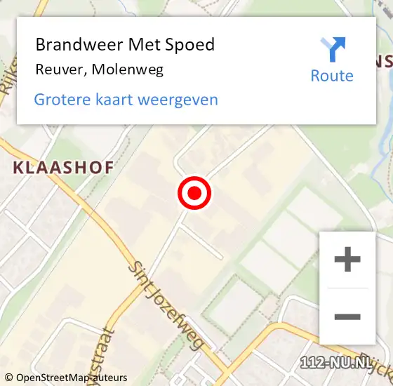 Locatie op kaart van de 112 melding: Brandweer Met Spoed Naar Reuver, Molenweg op 15 maart 2020 16:38