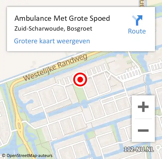 Locatie op kaart van de 112 melding: Ambulance Met Grote Spoed Naar Zuid-Scharwoude, Bosgroet op 15 maart 2020 17:37