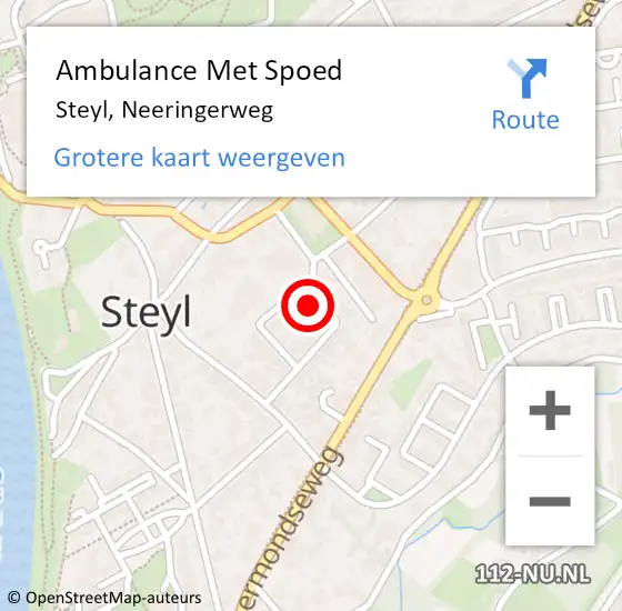 Locatie op kaart van de 112 melding: Ambulance Met Spoed Naar Steyl, Neeringerweg op 15 maart 2020 17:54