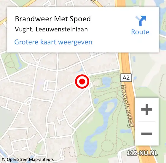 Locatie op kaart van de 112 melding: Brandweer Met Spoed Naar Vught, Leeuwensteinlaan op 15 maart 2020 17:57