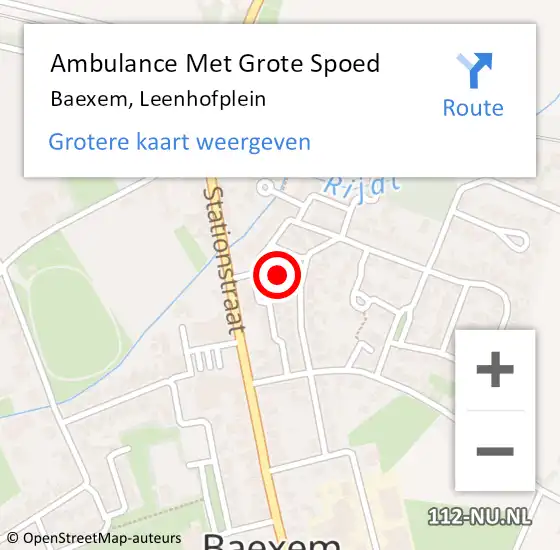 Locatie op kaart van de 112 melding: Ambulance Met Grote Spoed Naar Baexem, Leenhofplein op 15 maart 2020 18:12