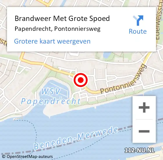 Locatie op kaart van de 112 melding: Brandweer Met Grote Spoed Naar Papendrecht, Pontonniersweg op 15 maart 2020 19:11