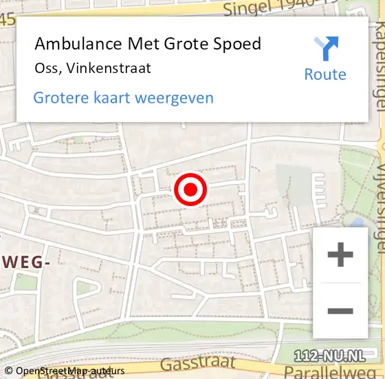 Locatie op kaart van de 112 melding: Ambulance Met Grote Spoed Naar Oss, Vinkenstraat op 15 maart 2020 23:22