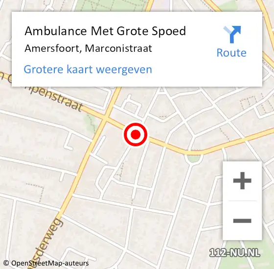 Locatie op kaart van de 112 melding: Ambulance Met Grote Spoed Naar Amersfoort, Marconistraat op 16 maart 2020 01:31