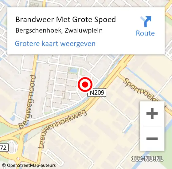 Locatie op kaart van de 112 melding: Brandweer Met Grote Spoed Naar Bergschenhoek, Zwaluwplein op 16 maart 2020 03:04