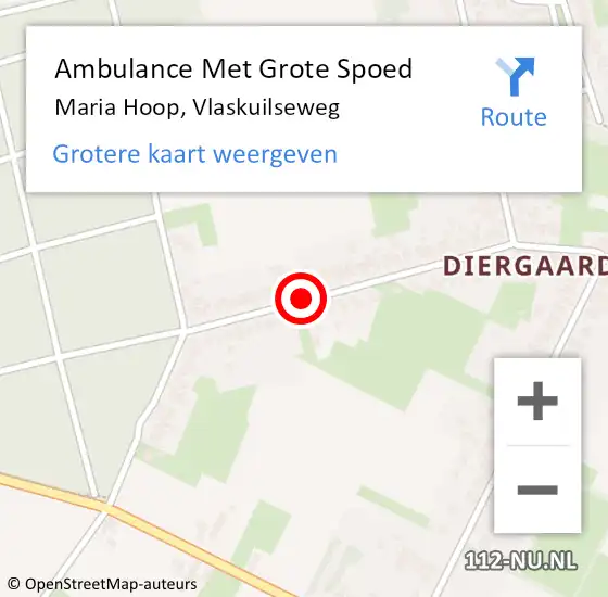 Locatie op kaart van de 112 melding: Ambulance Met Grote Spoed Naar Maria Hoop, Vlaskuilseweg op 16 maart 2020 04:13
