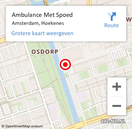 Locatie op kaart van de 112 melding: Ambulance Met Spoed Naar Amsterdam, Hoekenes op 16 maart 2020 07:35