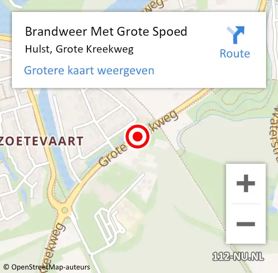 Locatie op kaart van de 112 melding: Brandweer Met Grote Spoed Naar Hulst, Grote Kreekweg op 16 maart 2020 08:15