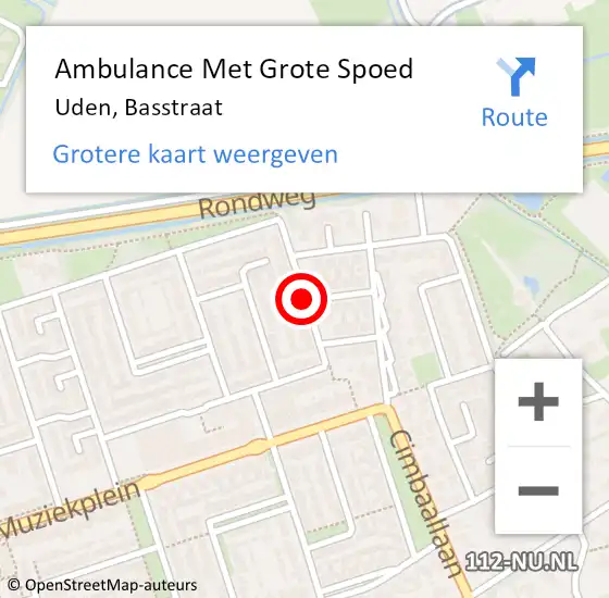 Locatie op kaart van de 112 melding: Ambulance Met Grote Spoed Naar Uden, Basstraat op 16 maart 2020 09:04
