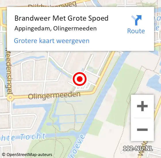 Locatie op kaart van de 112 melding: Brandweer Met Grote Spoed Naar Appingedam, Olingermeeden op 16 maart 2020 09:22