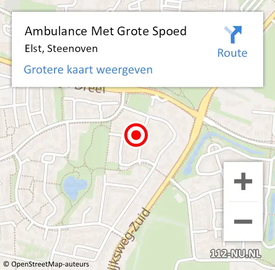 Locatie op kaart van de 112 melding: Ambulance Met Grote Spoed Naar Elst, Steenoven op 16 maart 2020 10:47