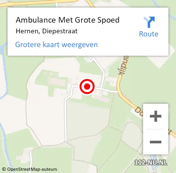 Locatie op kaart van de 112 melding: Ambulance Met Grote Spoed Naar Hernen, Diepestraat op 16 maart 2020 11:26