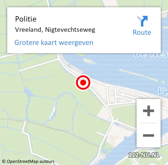 Locatie op kaart van de 112 melding: Politie Vreeland, Nigtevechtseweg op 16 maart 2020 11:59