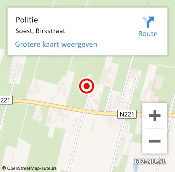 Locatie op kaart van de 112 melding: Politie Soest, Birkstraat op 1 mei 2014 13:51