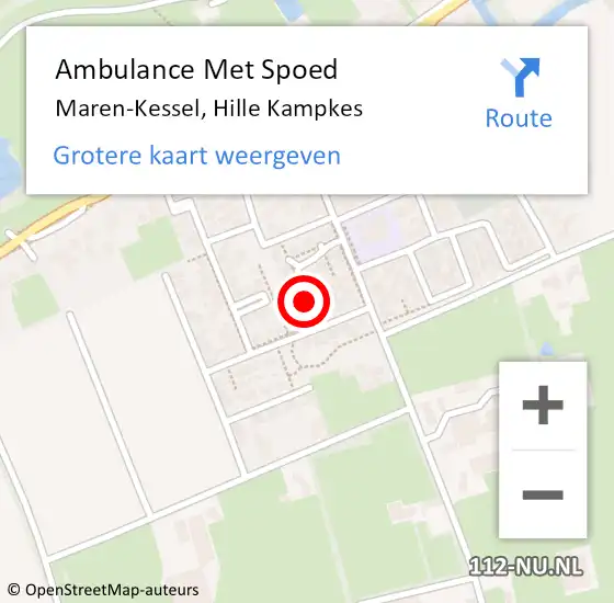 Locatie op kaart van de 112 melding: Ambulance Met Spoed Naar Maren-Kessel, Hille Kampkes op 16 maart 2020 12:55