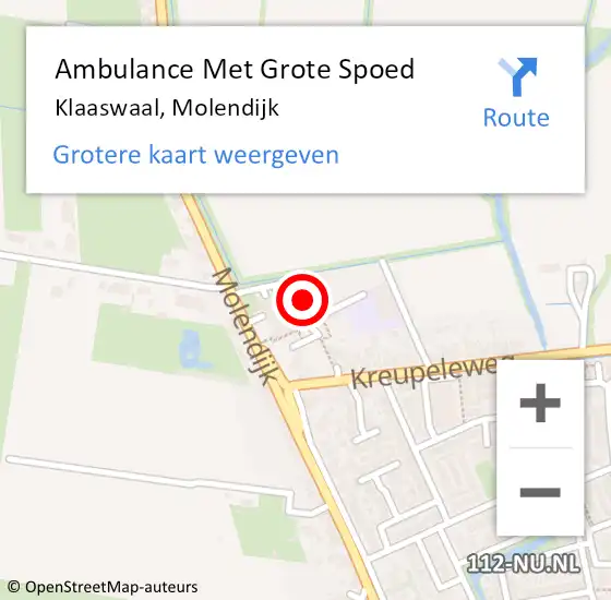 Locatie op kaart van de 112 melding: Ambulance Met Grote Spoed Naar Klaaswaal, Molendijk op 16 maart 2020 13:06
