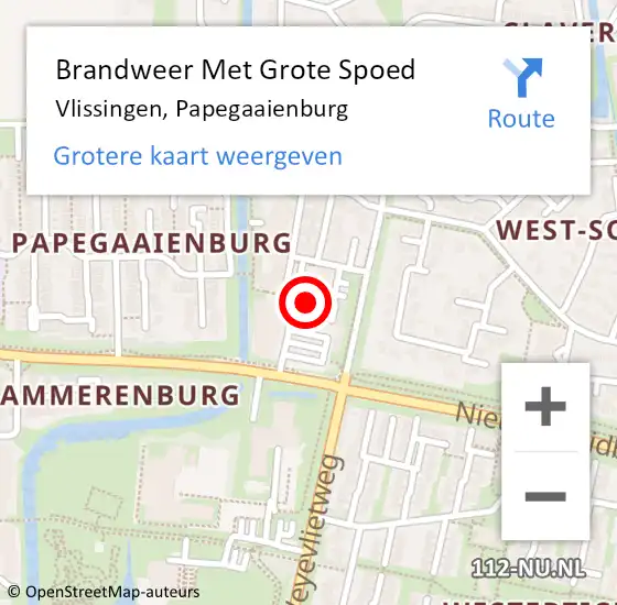 Locatie op kaart van de 112 melding: Brandweer Met Grote Spoed Naar Vlissingen, Papegaaienburg op 16 maart 2020 13:11