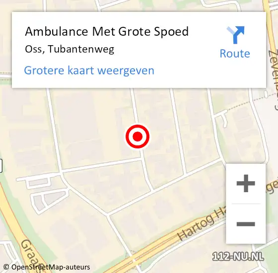 Locatie op kaart van de 112 melding: Ambulance Met Grote Spoed Naar Oss, Tubantenweg op 16 maart 2020 13:36