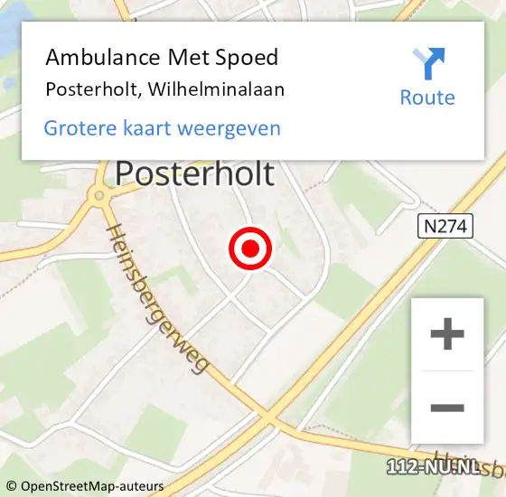 Locatie op kaart van de 112 melding: Ambulance Met Spoed Naar Posterholt, Wilhelminalaan op 16 maart 2020 13:38