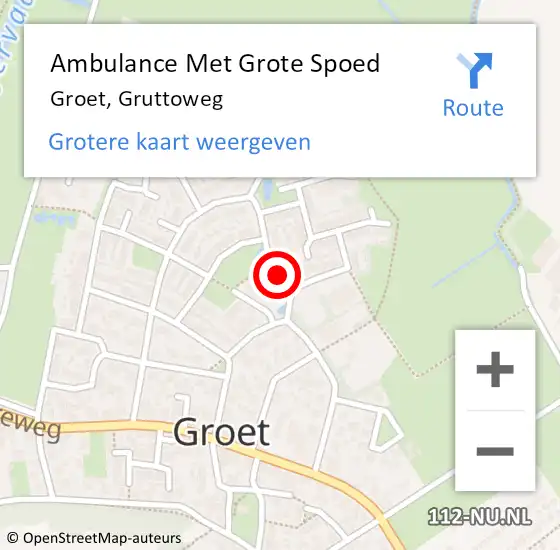 Locatie op kaart van de 112 melding: Ambulance Met Grote Spoed Naar Groet, Gruttoweg op 16 maart 2020 14:10