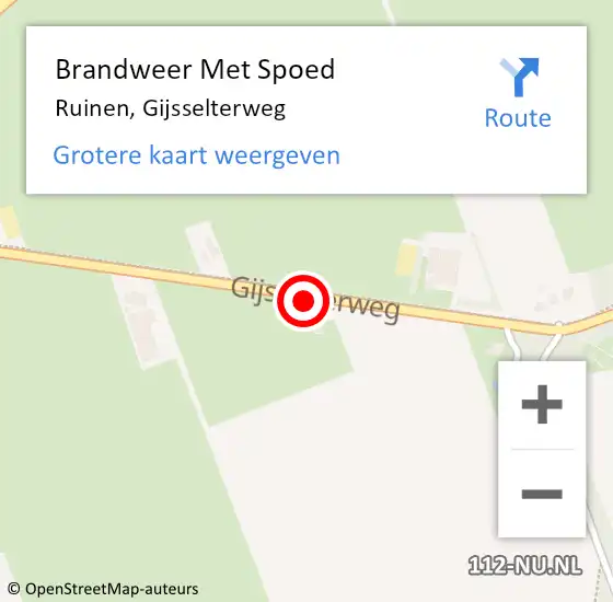 Locatie op kaart van de 112 melding: Brandweer Met Spoed Naar Ruinen, Gijsselterweg op 16 maart 2020 14:42