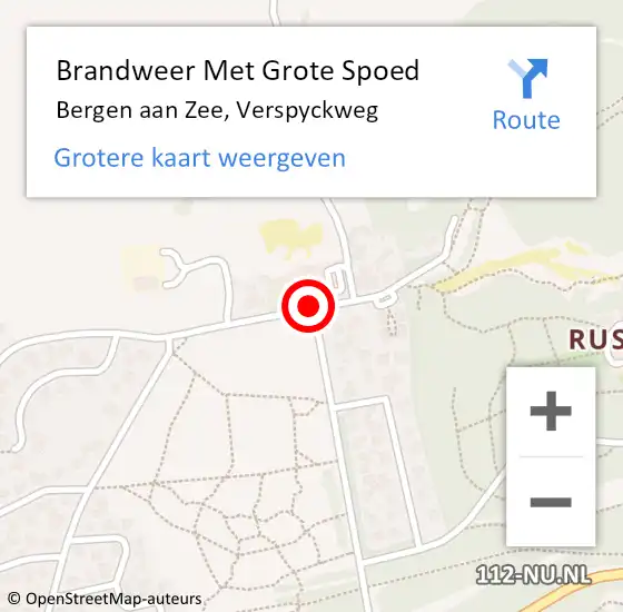 Locatie op kaart van de 112 melding: Brandweer Met Grote Spoed Naar Bergen aan Zee, Verspyckweg op 16 maart 2020 14:46