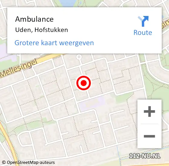 Locatie op kaart van de 112 melding: Ambulance Uden, Hofstukken op 16 maart 2020 14:53