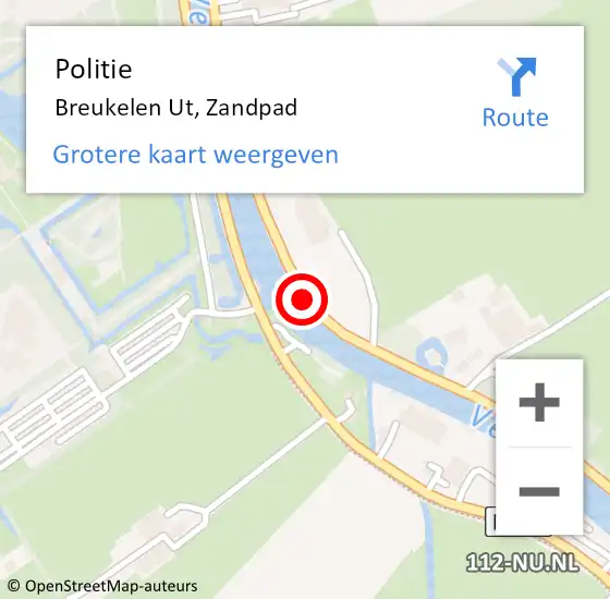 Locatie op kaart van de 112 melding: Politie Breukelen Ut, Zandpad op 1 mei 2014 14:13