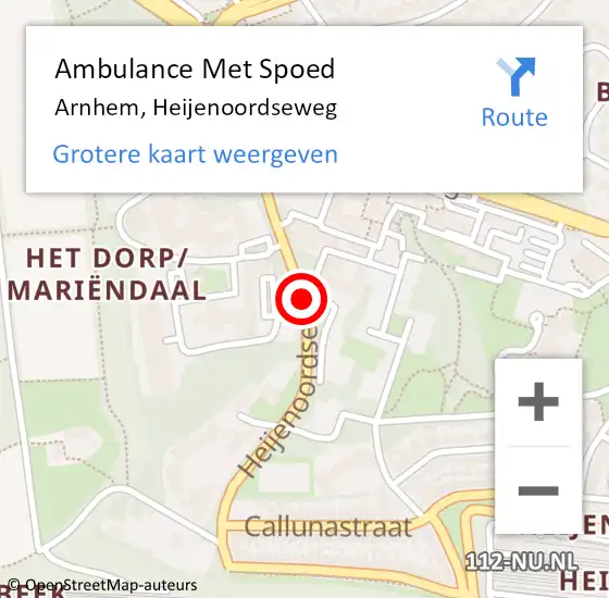 Locatie op kaart van de 112 melding: Ambulance Met Spoed Naar Arnhem, Heijenoordseweg op 16 maart 2020 18:09
