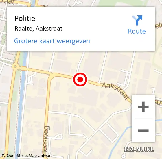 Locatie op kaart van de 112 melding: Politie Raalte, Aakstraat op 16 maart 2020 18:35