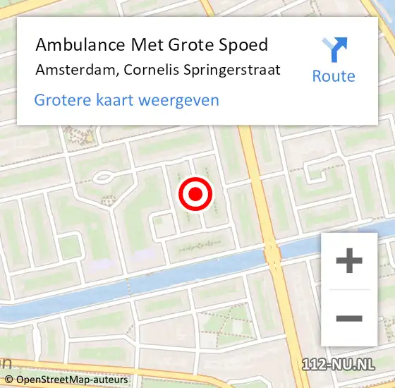 Locatie op kaart van de 112 melding: Ambulance Met Grote Spoed Naar Amsterdam, Cornelis Springerstraat op 16 maart 2020 19:34