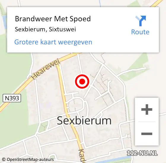 Locatie op kaart van de 112 melding: Brandweer Met Spoed Naar Sexbierum, Sixtuswei op 16 maart 2020 20:43