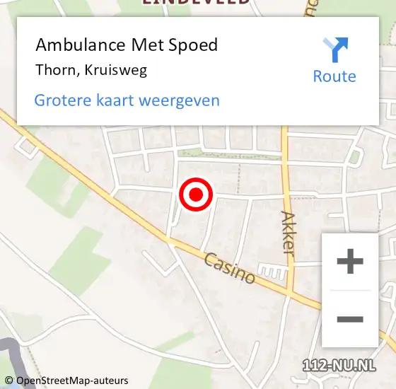 Locatie op kaart van de 112 melding: Ambulance Met Spoed Naar Thorn, Kruisweg op 16 maart 2020 21:11