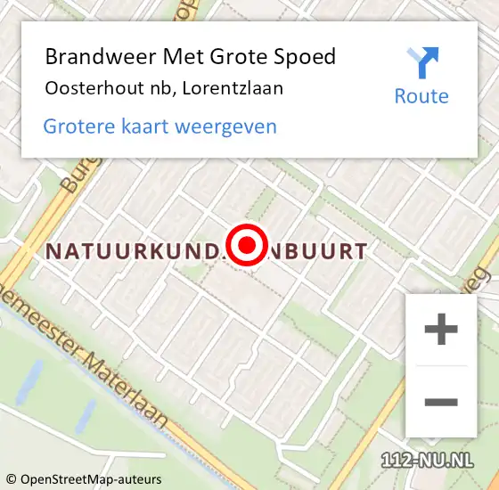 Locatie op kaart van de 112 melding: Brandweer Met Grote Spoed Naar Oosterhout nb, Lorentzlaan op 16 maart 2020 21:21