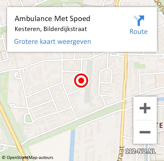 Locatie op kaart van de 112 melding: Ambulance Met Spoed Naar Kesteren, Bilderdijkstraat op 16 maart 2020 21:49