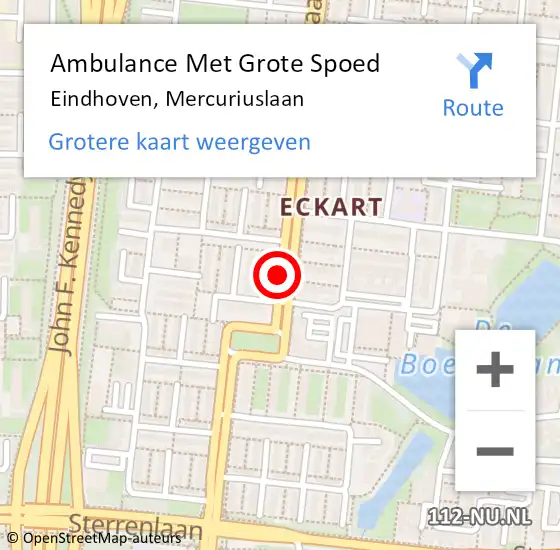 Locatie op kaart van de 112 melding: Ambulance Met Grote Spoed Naar Eindhoven, Mercuriuslaan op 16 maart 2020 21:59