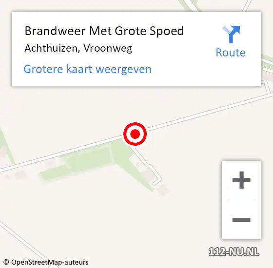 Locatie op kaart van de 112 melding: Brandweer Met Grote Spoed Naar Achthuizen, Vroonweg op 16 maart 2020 22:15