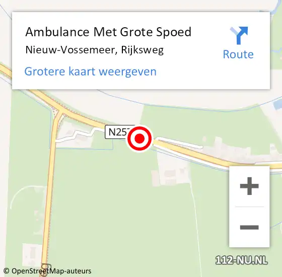 Locatie op kaart van de 112 melding: Ambulance Met Grote Spoed Naar Nieuw-Vossemeer, Rijksweg op 16 maart 2020 22:55